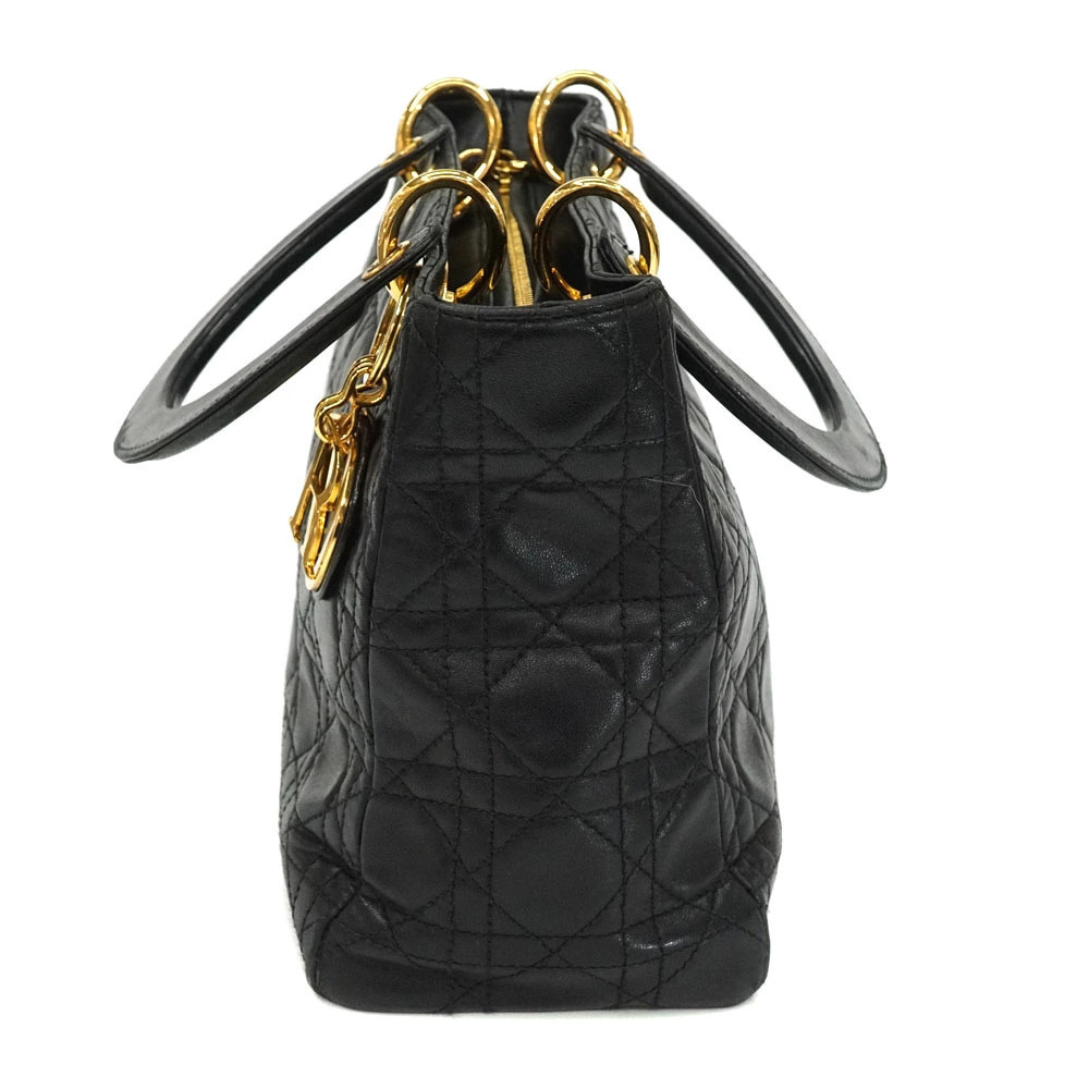 Dior Lady  bag Christian black leather  lambskin Cannage